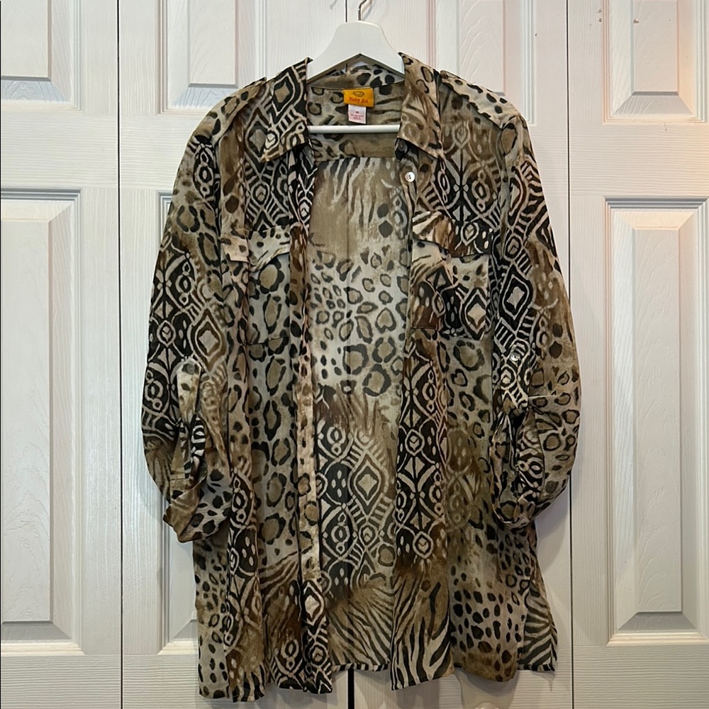 Retro Ruby Rd. Animal Print Blouse
